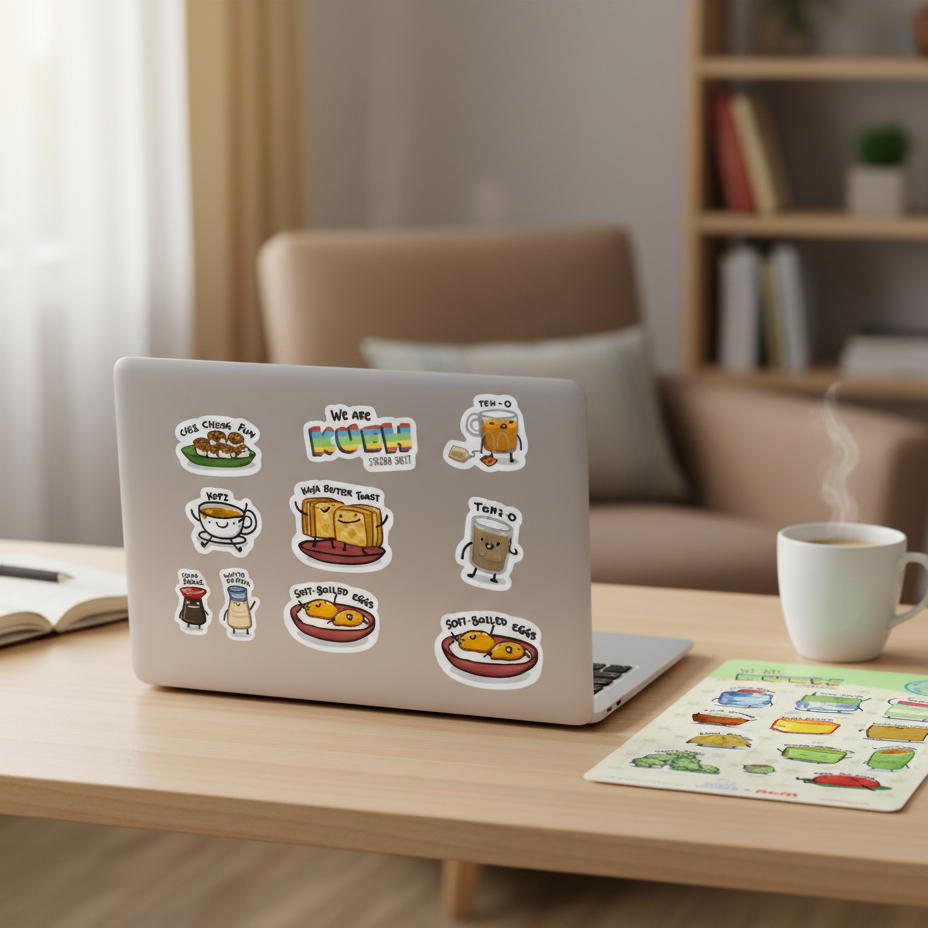 Nom x BearlyCaffeinated Breakfast Set and Kueh Sticker Sheet