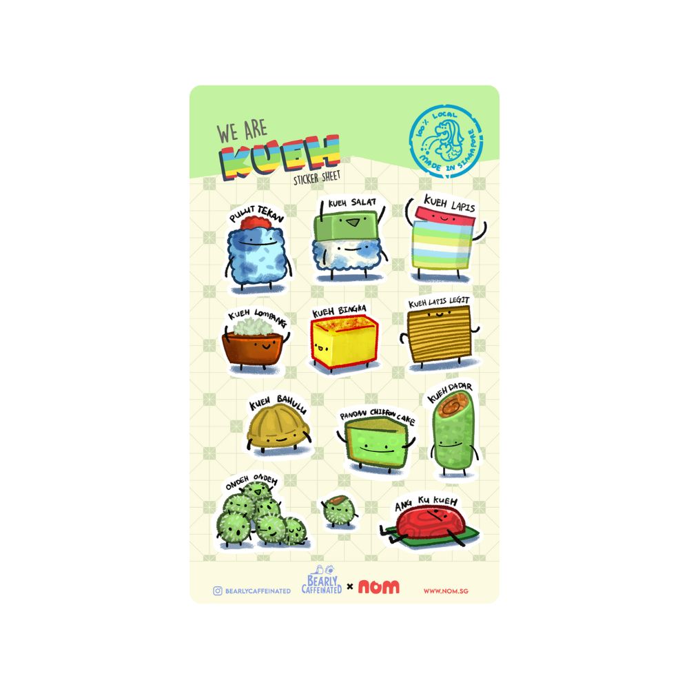 Nom x BearlyCaffeinated Breakfast Set and Kueh Sticker Sheet