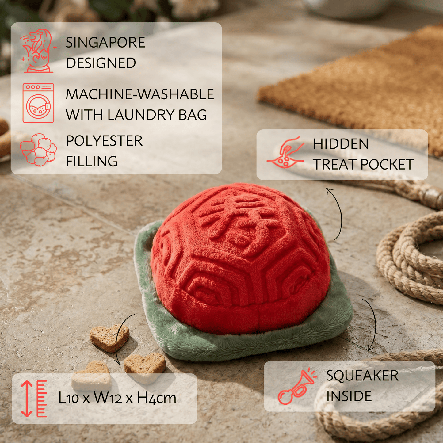 Waggle Ang Ku Kueh Squeakie Chew Toy