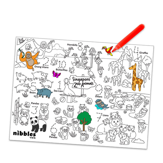 Nibbles by Nom SG Zoo Silicone Colouring Mat