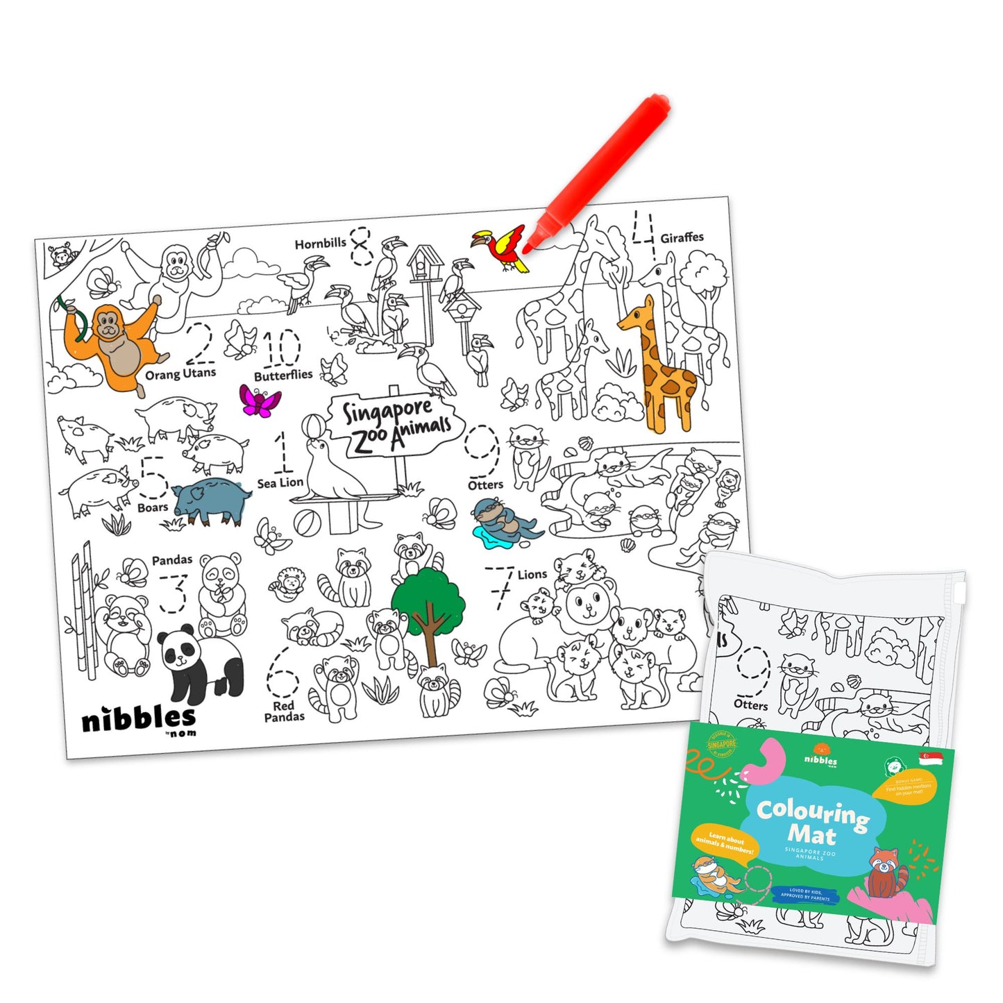 Nibbles by Nom Silicone Colouring Mat (Singapore Edition)