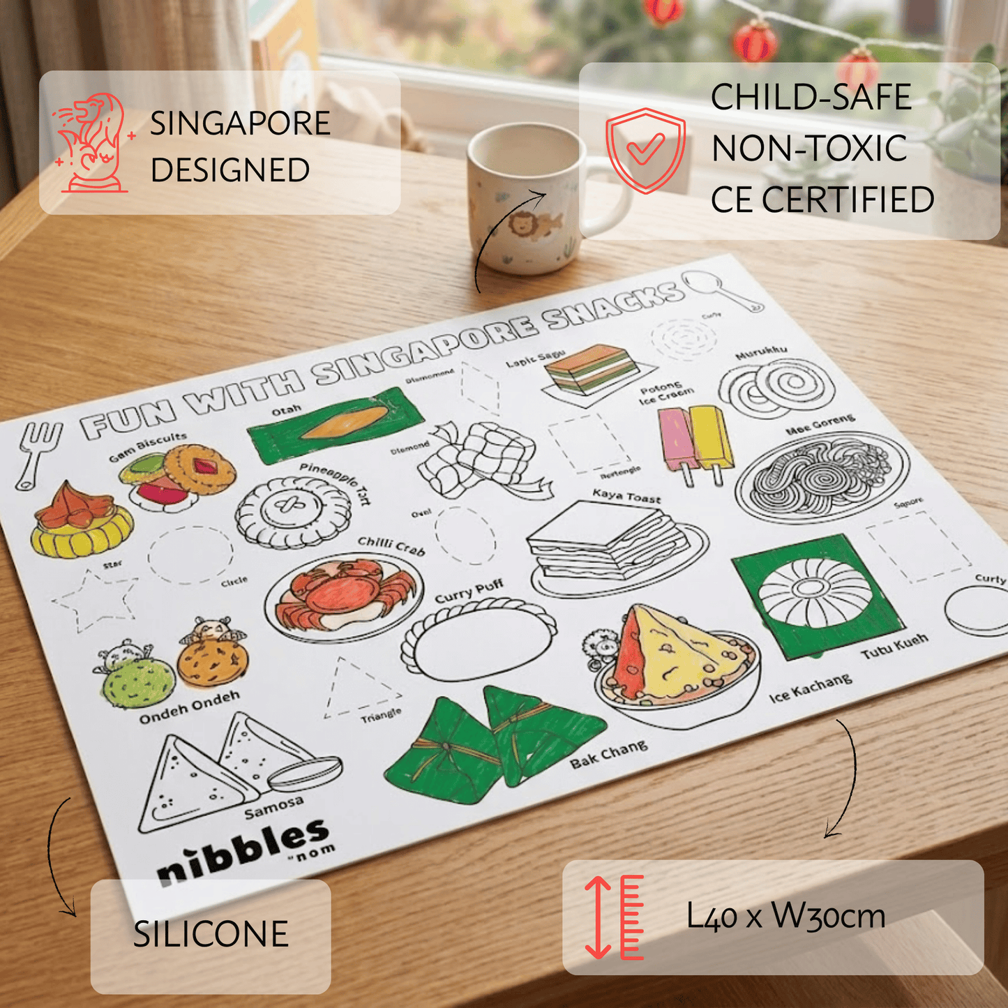 Nibbles by Nom SG Snacks Silicone Colouring Mat