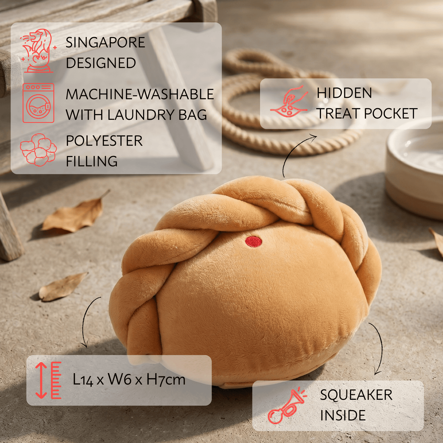 Waggle Curry Puff Squeakie Chew Toy