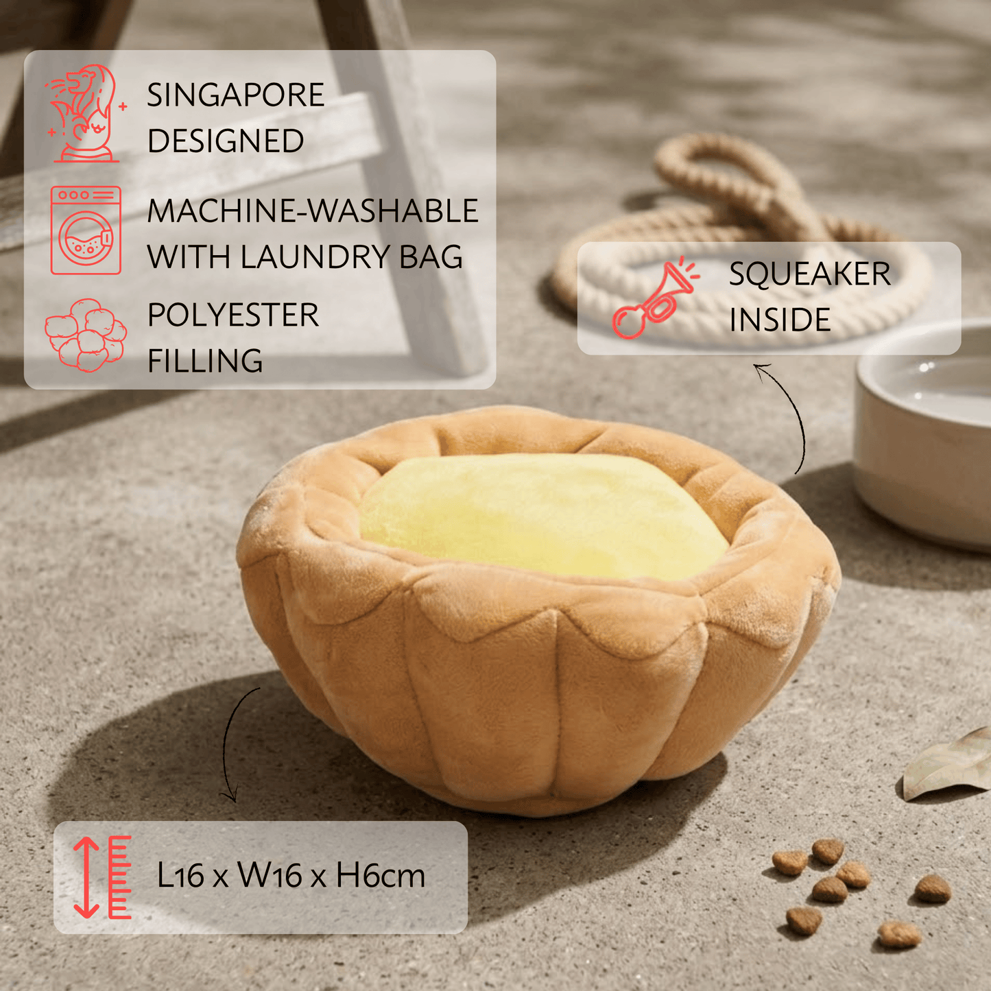 Waggle Egg Tart Squeakie Chew Toy (Premium)