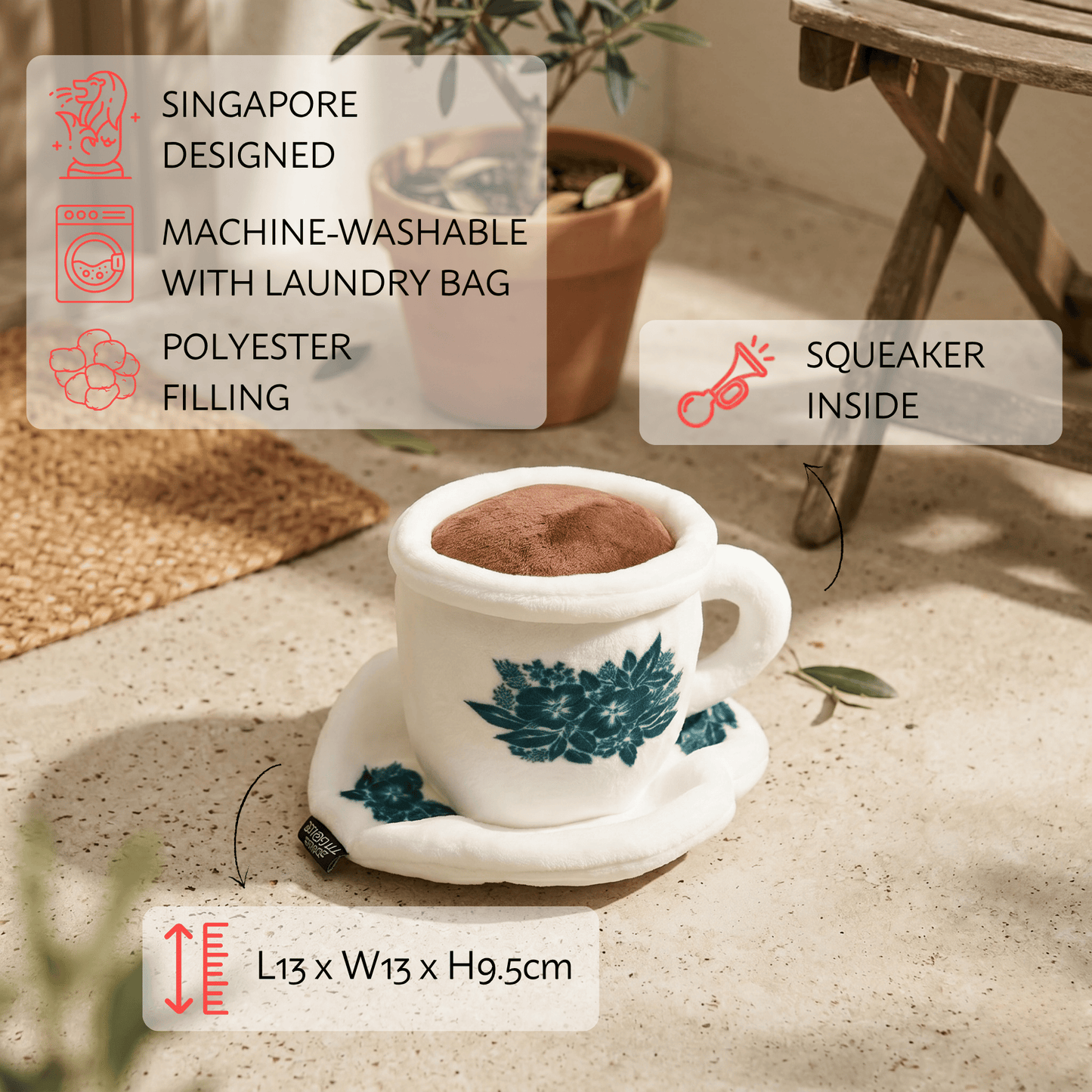 Waggle Kopi Cup Squeakie Chew Toy