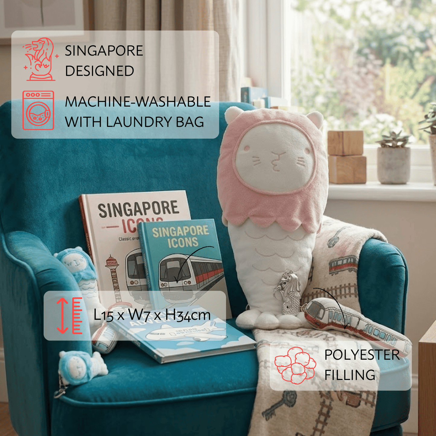 Merlion Chou Chou Plush (Pink)
