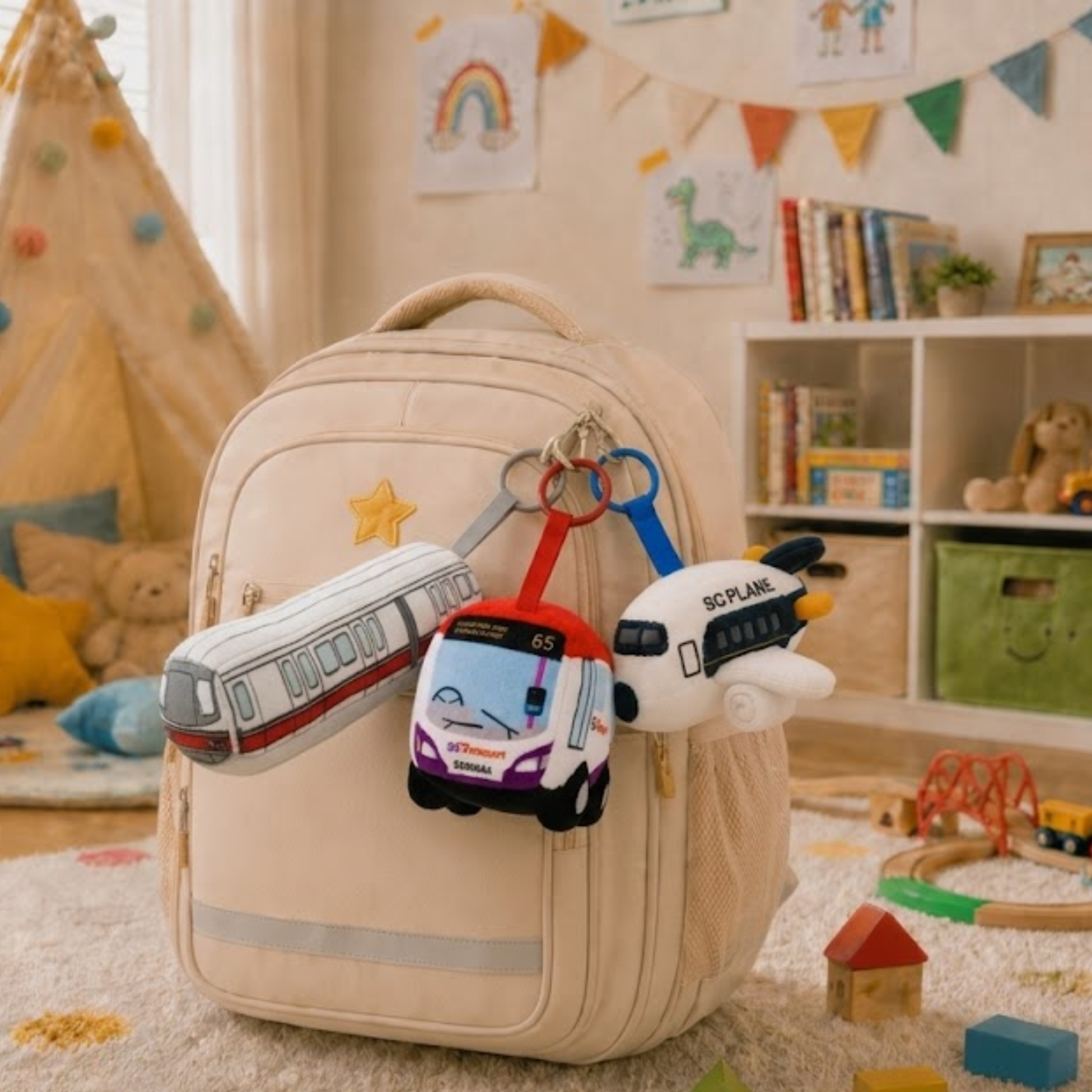 Nibbles by Nom Mini Transport Series Keychains - Squeeze to Play Sound, Soft Collectible Kids Toy