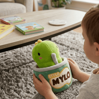 [Pre-order] Nibbles by Nom Mylo Dino Plush - SG Chocolate Malt Drink, Cute Dino Soft Toy & Mylo Cup Stationery Holder
