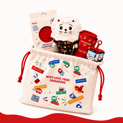 [Pre-order] Nom SG61 NDP SG Limited Edition Gift Set - Merlion Plush, Bus Keychain, Ang Ku Kueh Coaster Set, SG Souvenir