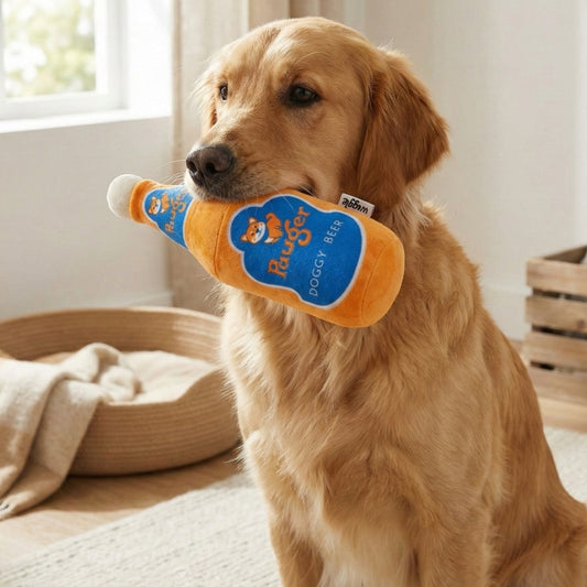 Waggle Pawger Beer Squeakie Chew Toy