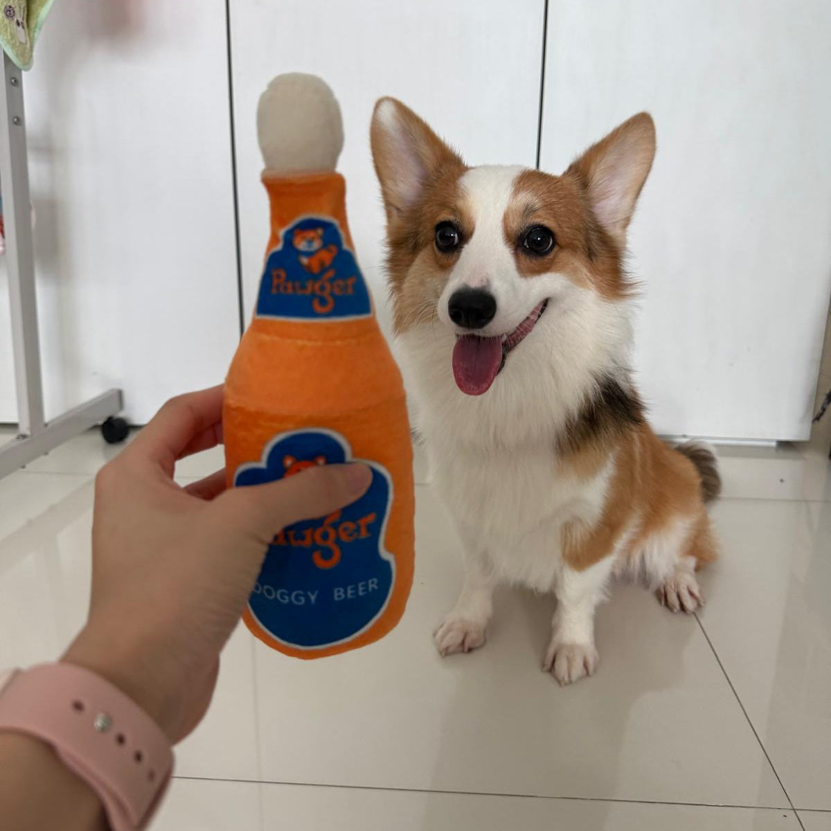 Waggle Pawger Beer Squeakie Chew Toy