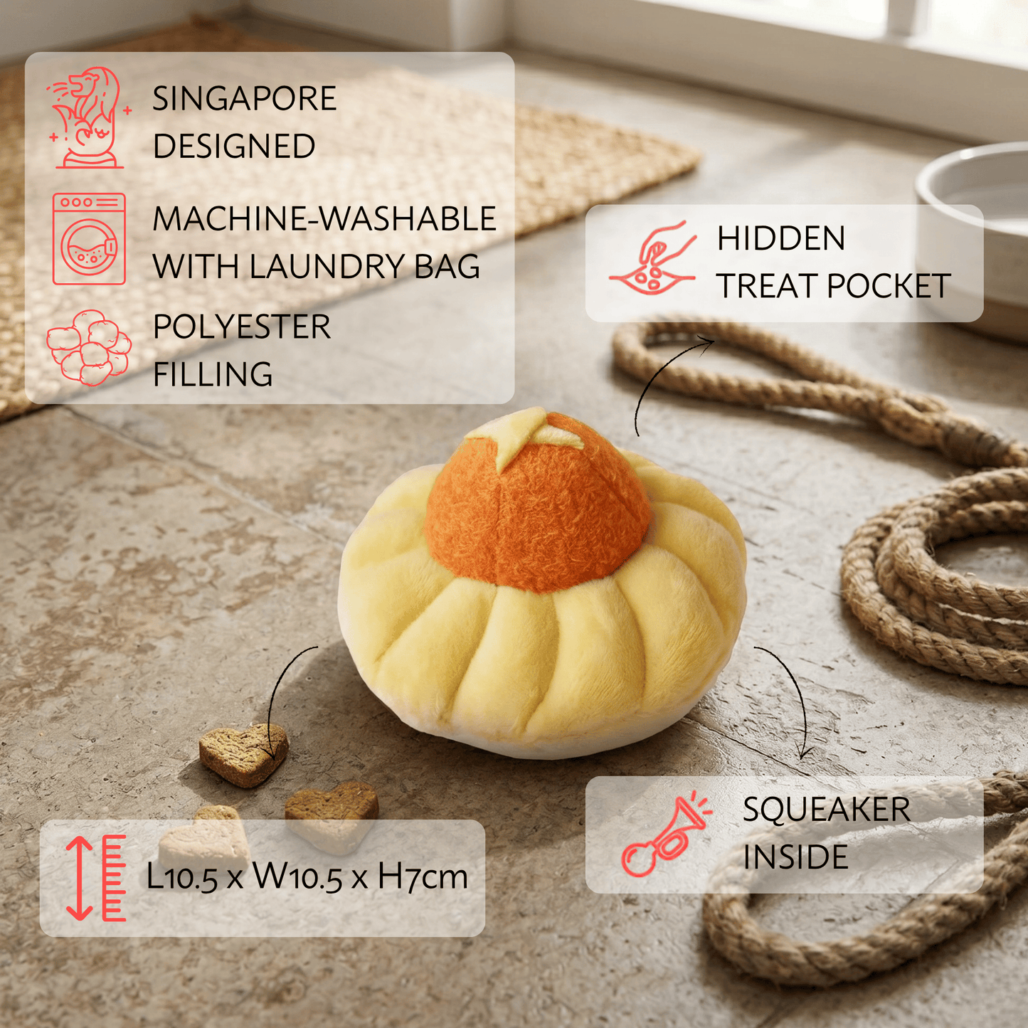 Waggle Pineapple Tart Squeakie Chew Toy