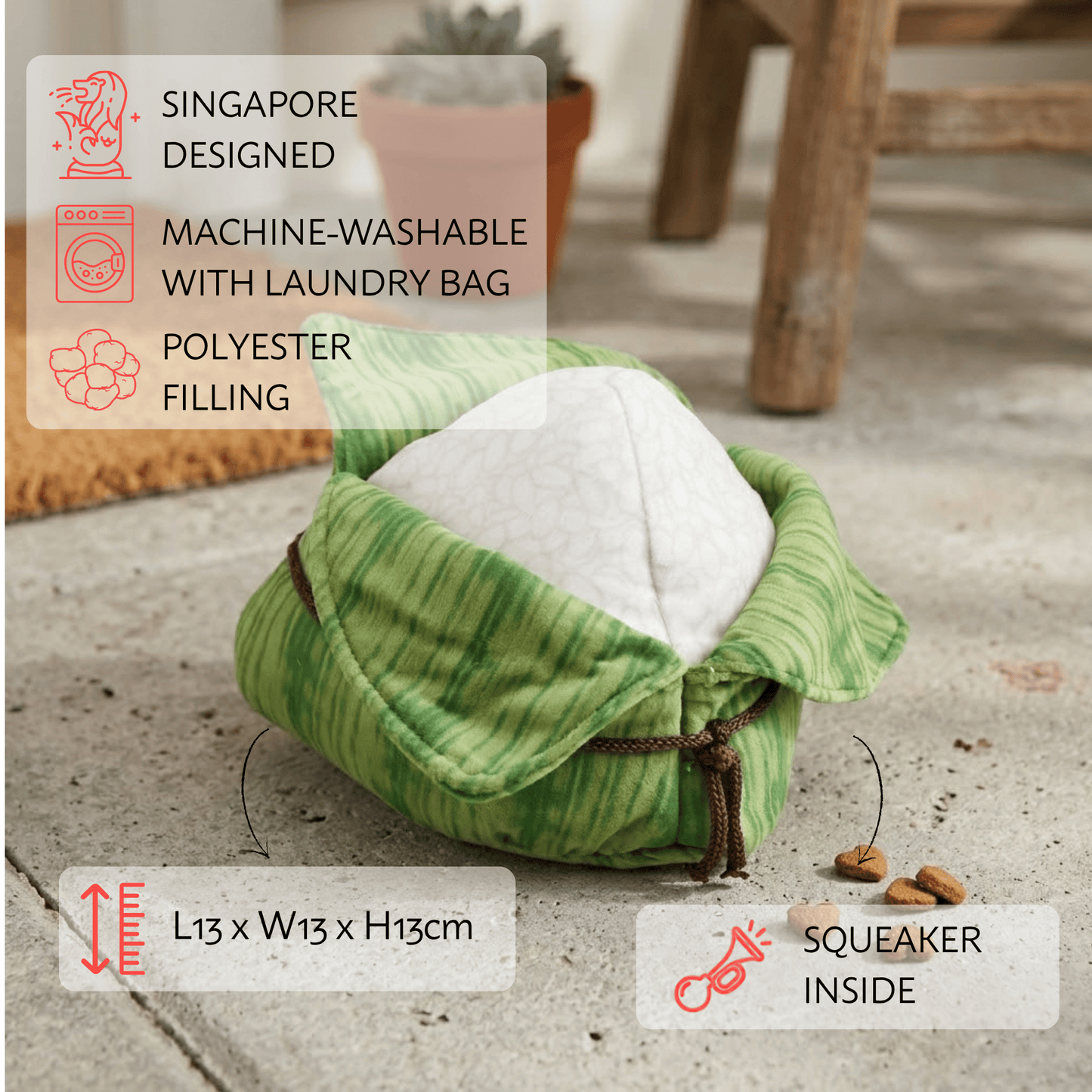 Waggle Rice Dumpling Squeakie Chew Toy (Premium)