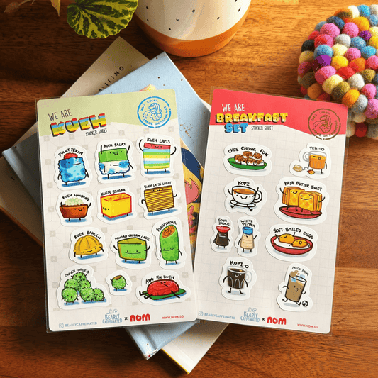 Nom x BearlyCaffeinated Breakfast Set and Kueh Sticker Sheet