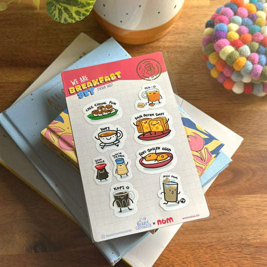 Nom x BearlyCaffeinated Breakfast Set and Kueh Sticker Sheet